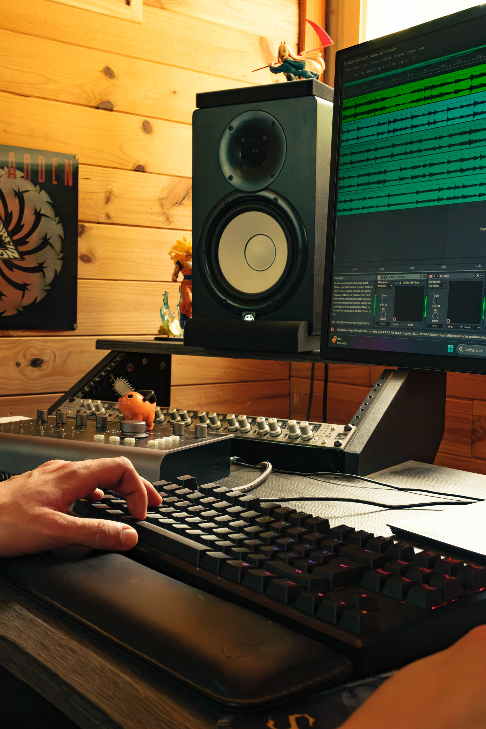 closeup of the desk with monitors